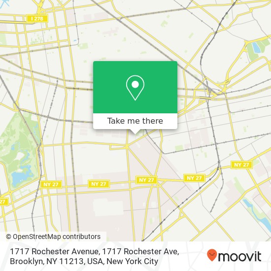 Mapa de 1717 Rochester Avenue, 1717 Rochester Ave, Brooklyn, NY 11213, USA