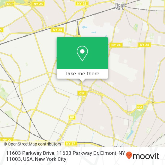 11603 Parkway Drive, 11603 Parkway Dr, Elmont, NY 11003, USA map