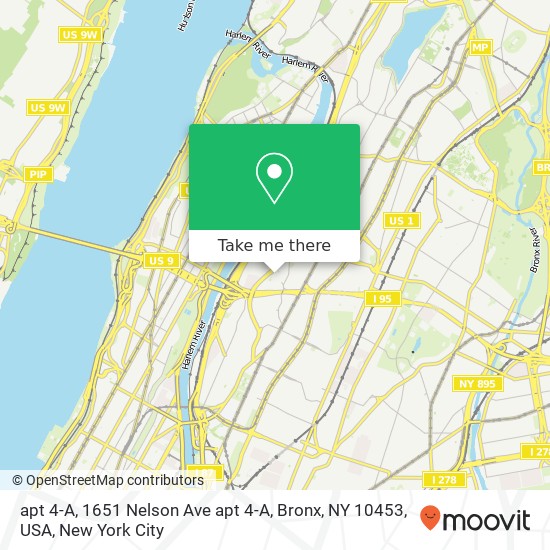 Mapa de apt 4-A, 1651 Nelson Ave apt 4-A, Bronx, NY 10453, USA