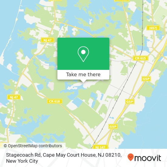 Mapa de Stagecoach Rd, Cape May Court House, NJ 08210