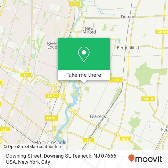 Mapa de Downing Street, Downing St, Teaneck, NJ 07666, USA
