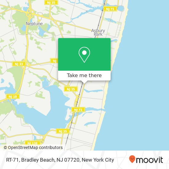 Mapa de RT-71, Bradley Beach, NJ 07720