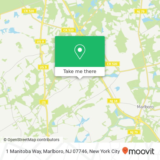 Mapa de 1 Manitoba Way, Marlboro, NJ 07746