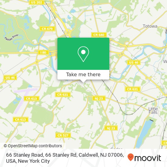 66 Stanley Road, 66 Stanley Rd, Caldwell, NJ 07006, USA map