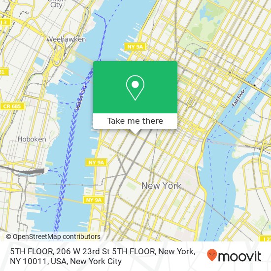 Mapa de 5TH FLOOR, 206 W 23rd St 5TH FLOOR, New York, NY 10011, USA