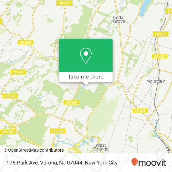 Mapa de 175 Park Ave, Verona, NJ 07044