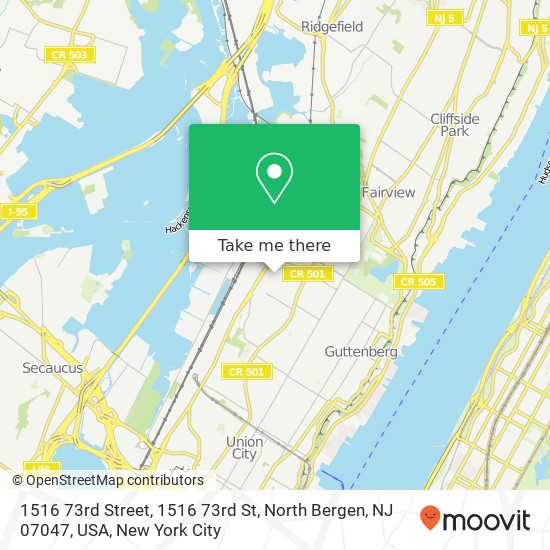 1516 73rd Street, 1516 73rd St, North Bergen, NJ 07047, USA map