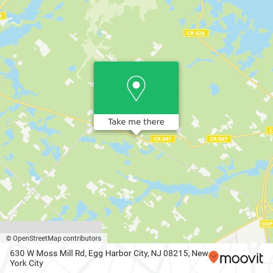 Mapa de 630 W Moss Mill Rd, Egg Harbor City, NJ 08215