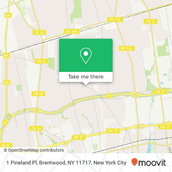 Mapa de 1 Pineland Pl, Brentwood, NY 11717