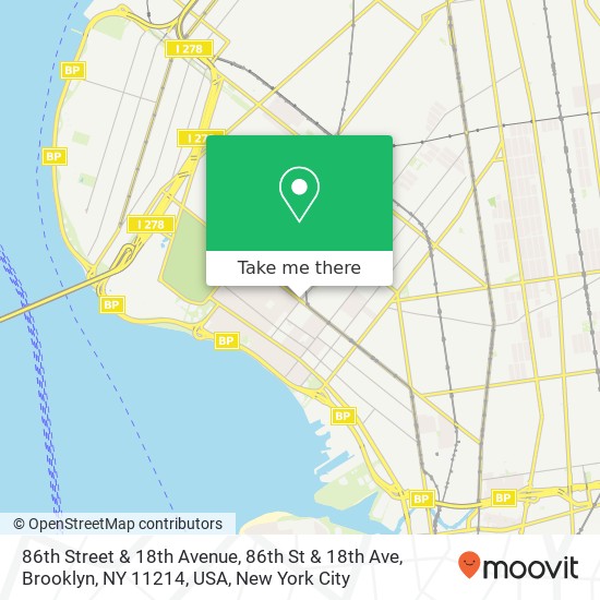 Mapa de 86th Street & 18th Avenue, 86th St & 18th Ave, Brooklyn, NY 11214, USA