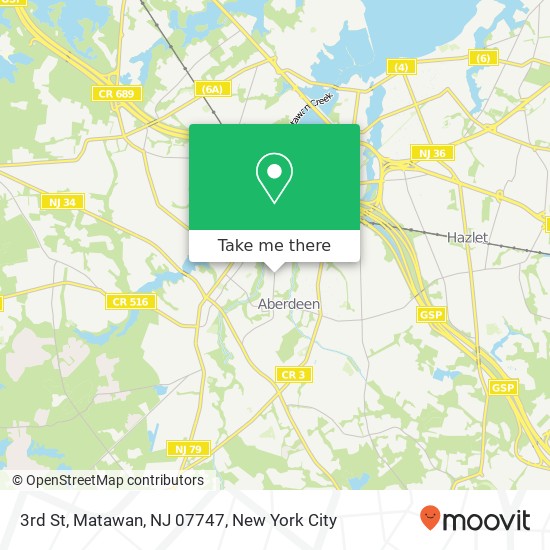 Mapa de 3rd St, Matawan, NJ 07747