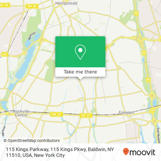 Mapa de 115 Kings Parkway, 115 Kings Pkwy, Baldwin, NY 11510, USA
