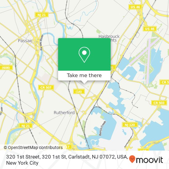 Mapa de 320 1st Street, 320 1st St, Carlstadt, NJ 07072, USA