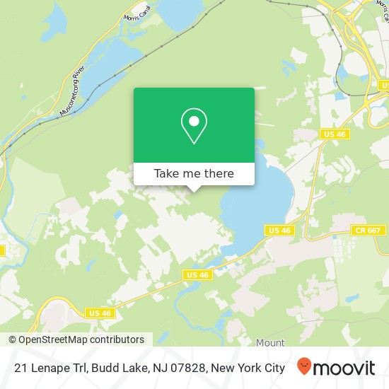Mapa de 21 Lenape Trl, Budd Lake, NJ 07828
