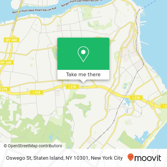 Mapa de Oswego St, Staten Island, NY 10301