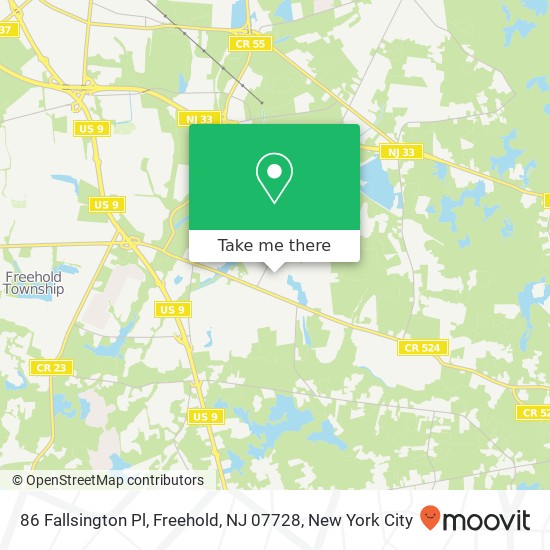 Mapa de 86 Fallsington Pl, Freehold, NJ 07728