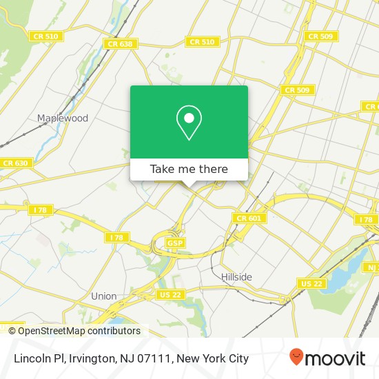 Lincoln Pl, Irvington, NJ 07111 map