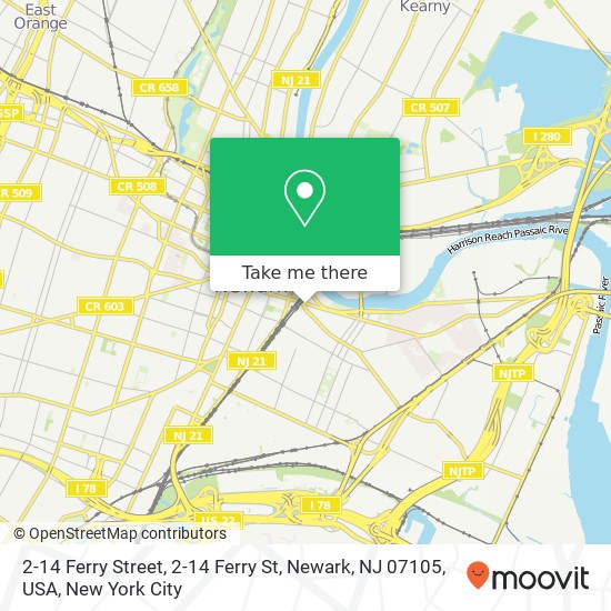 Mapa de 2-14 Ferry Street, 2-14 Ferry St, Newark, NJ 07105, USA