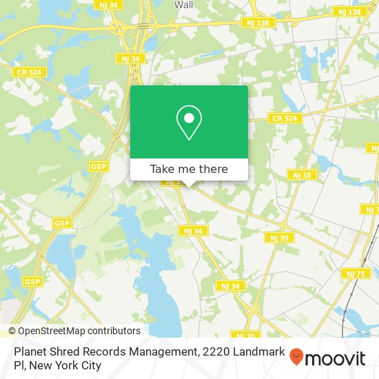 Planet Shred Records Management, 2220 Landmark Pl map