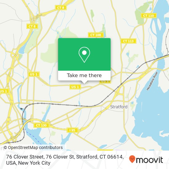 Mapa de 76 Clover Street, 76 Clover St, Stratford, CT 06614, USA