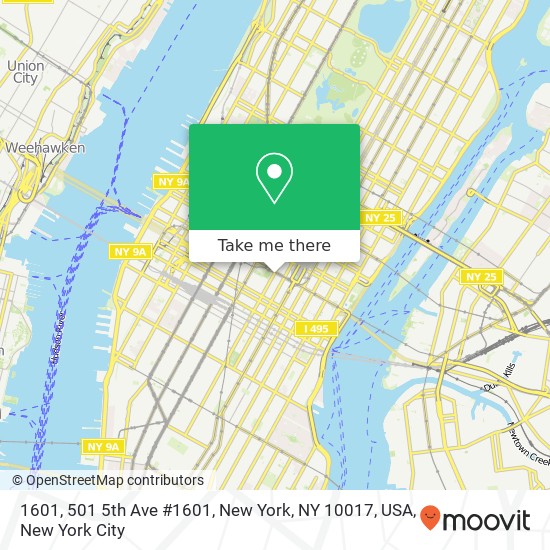 Mapa de 1601, 501 5th Ave #1601, New York, NY 10017, USA