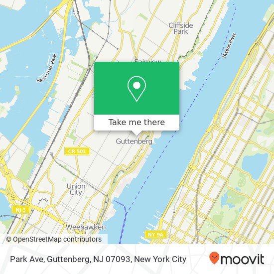 Mapa de Park Ave, Guttenberg, NJ 07093
