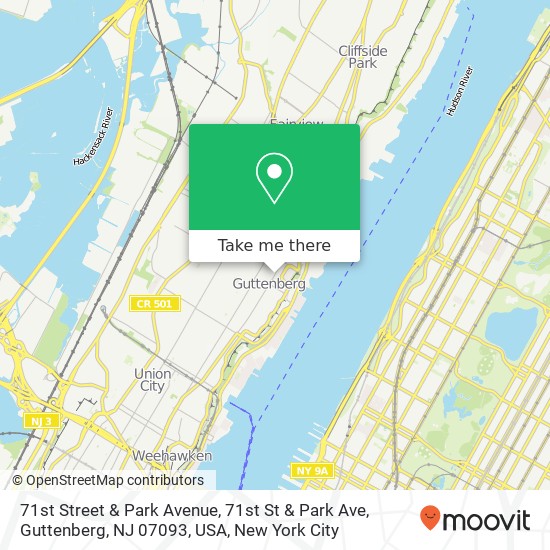 Mapa de 71st Street & Park Avenue, 71st St & Park Ave, Guttenberg, NJ 07093, USA