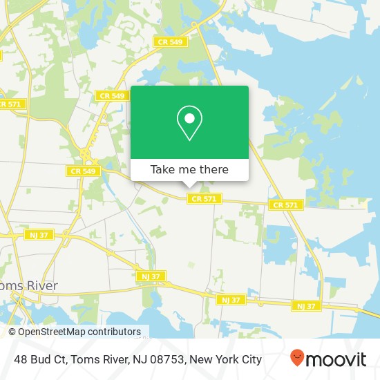 Mapa de 48 Bud Ct, Toms River, NJ 08753