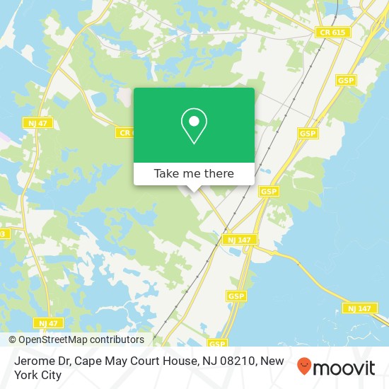 Mapa de Jerome Dr, Cape May Court House, NJ 08210