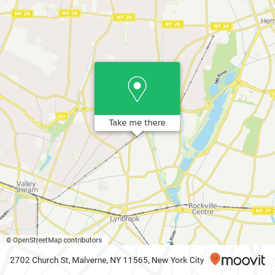 Mapa de 2702 Church St, Malverne, NY 11565