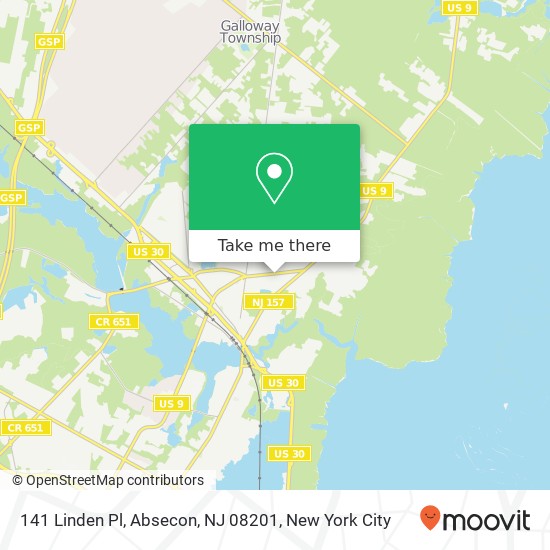Mapa de 141 Linden Pl, Absecon, NJ 08201