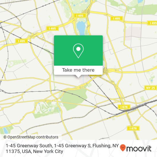 Mapa de 1-45 Greenway South, 1-45 Greenway S, Flushing, NY 11375, USA