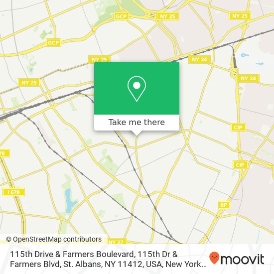 115th Drive & Farmers Boulevard, 115th Dr & Farmers Blvd, St. Albans, NY 11412, USA map