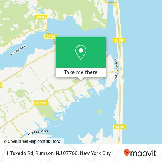 Mapa de 1 Tuxedo Rd, Rumson, NJ 07760