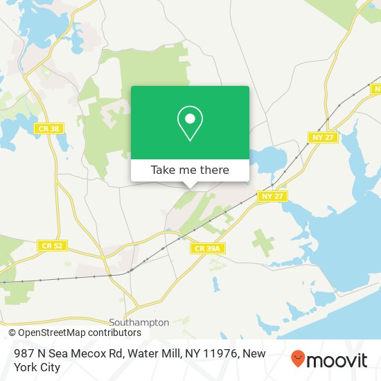 Mapa de 987 N Sea Mecox Rd, Water Mill, NY 11976