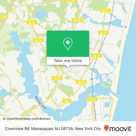 Mapa de Crestview Rd, Manasquan, NJ 08736