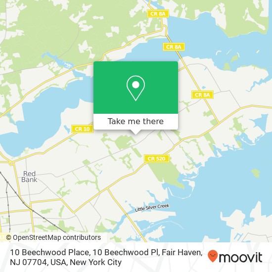 Mapa de 10 Beechwood Place, 10 Beechwood Pl, Fair Haven, NJ 07704, USA