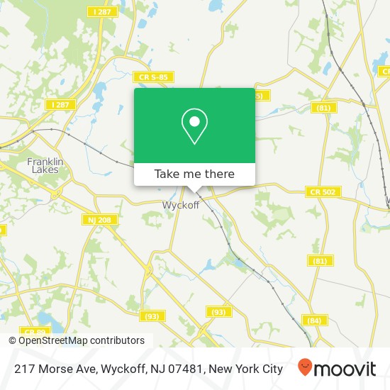 Mapa de 217 Morse Ave, Wyckoff, NJ 07481