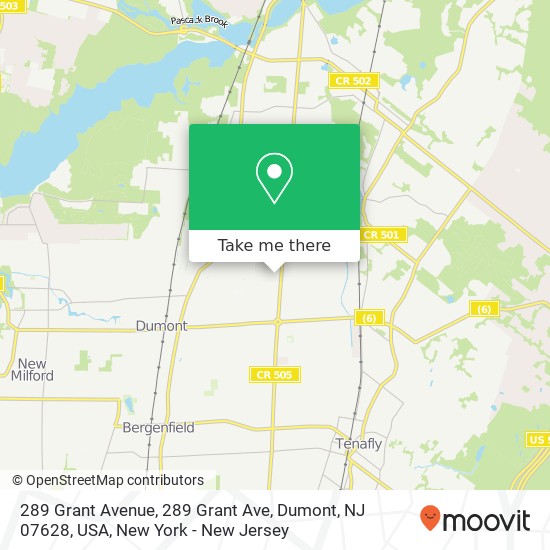 Mapa de 289 Grant Avenue, 289 Grant Ave, Dumont, NJ 07628, USA