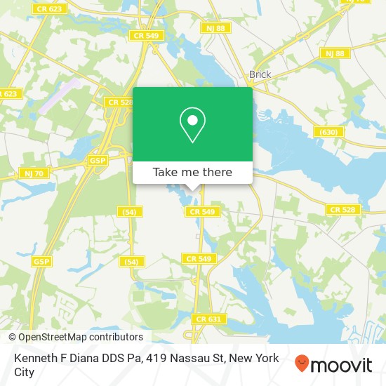 Kenneth F Diana DDS Pa, 419 Nassau St map
