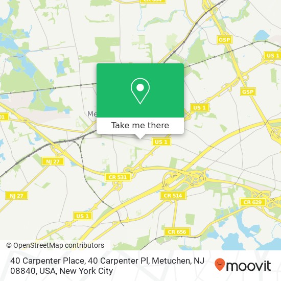 40 Carpenter Place, 40 Carpenter Pl, Metuchen, NJ 08840, USA map