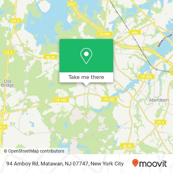 Mapa de 94 Amboy Rd, Matawan, NJ 07747