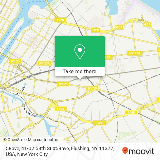 Mapa de 58ave, 41-02 58th St #58ave, Flushing, NY 11377, USA