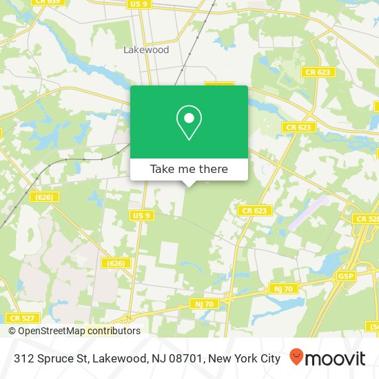 Mapa de 312 Spruce St, Lakewood, NJ 08701