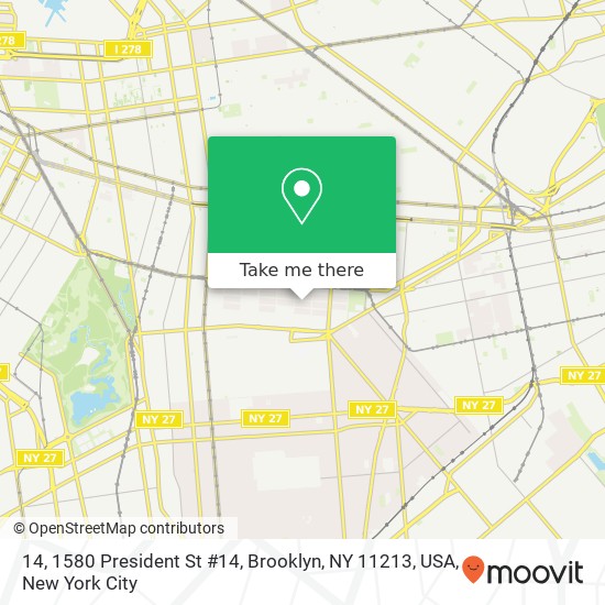 Mapa de 14, 1580 President St #14, Brooklyn, NY 11213, USA