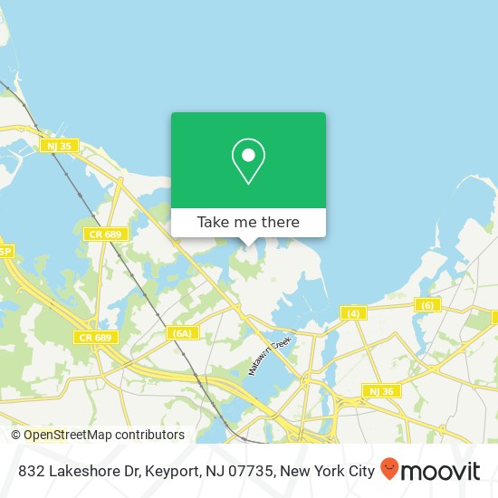 Mapa de 832 Lakeshore Dr, Keyport, NJ 07735