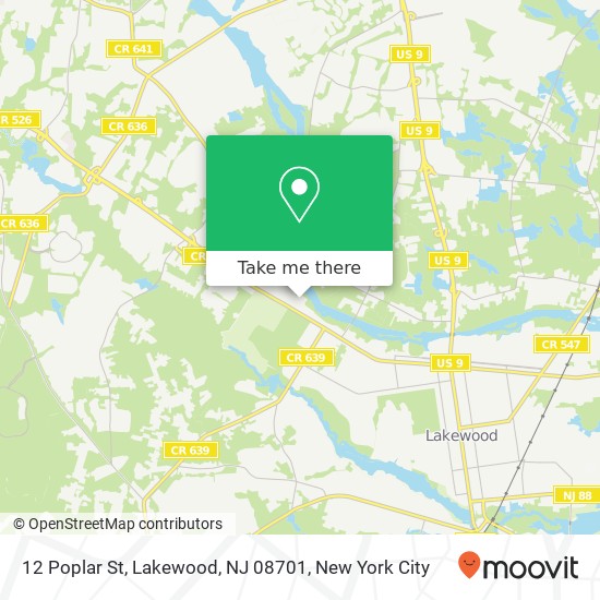 Mapa de 12 Poplar St, Lakewood, NJ 08701