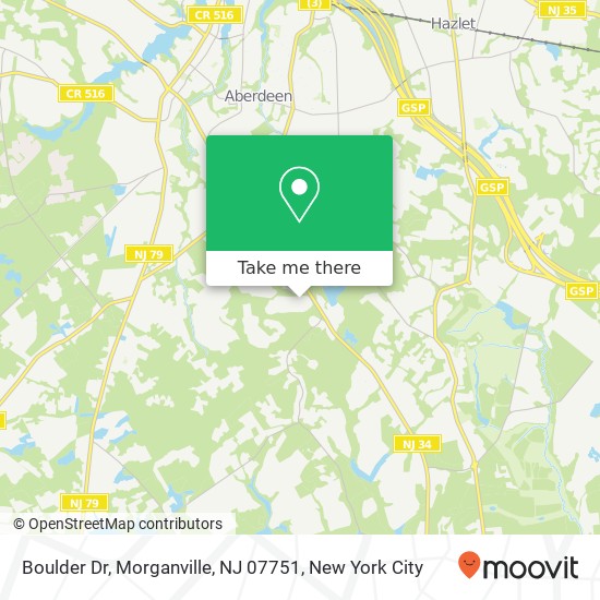 Mapa de Boulder Dr, Morganville, NJ 07751