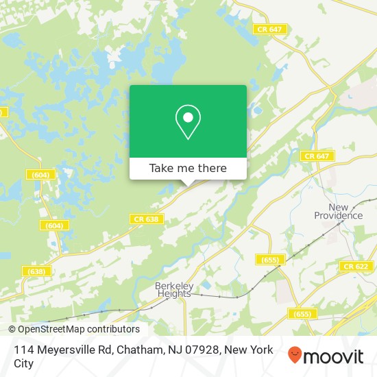 Mapa de 114 Meyersville Rd, Chatham, NJ 07928