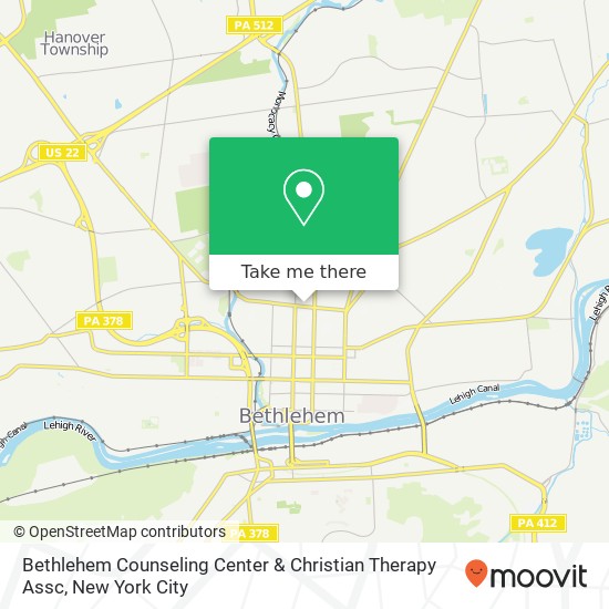 Mapa de Bethlehem Counseling Center & Christian Therapy Assc, 35 E Elizabeth Ave